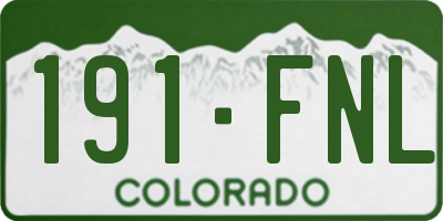 CO license plate 191FNL