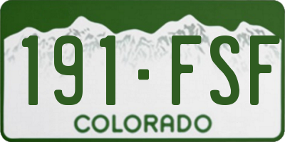 CO license plate 191FSF