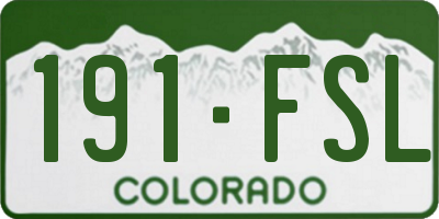 CO license plate 191FSL