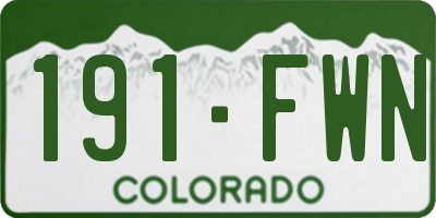CO license plate 191FWN
