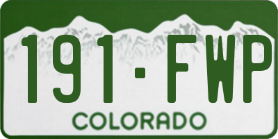 CO license plate 191FWP