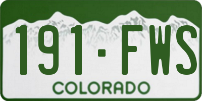 CO license plate 191FWS