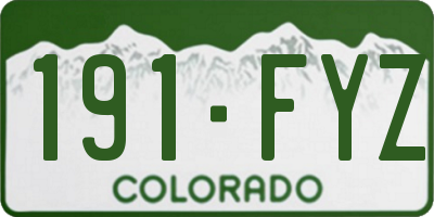 CO license plate 191FYZ