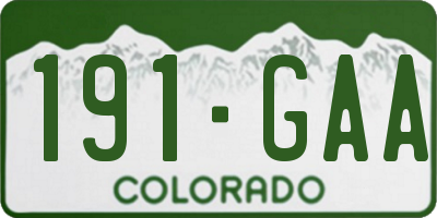 CO license plate 191GAA