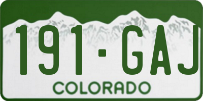 CO license plate 191GAJ