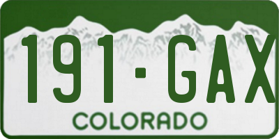 CO license plate 191GAX