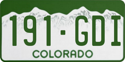 CO license plate 191GDI