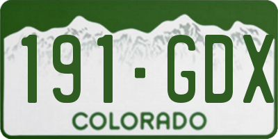 CO license plate 191GDX