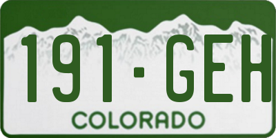CO license plate 191GEH