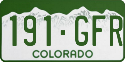 CO license plate 191GFR