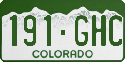 CO license plate 191GHC