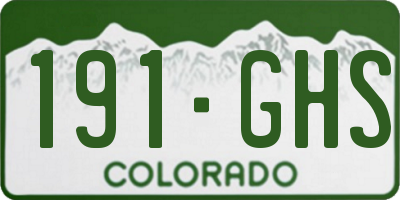 CO license plate 191GHS