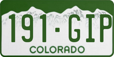 CO license plate 191GIP
