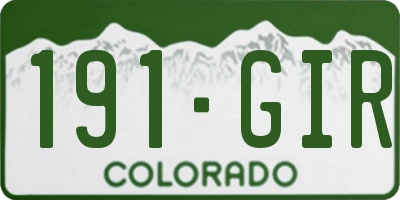CO license plate 191GIR