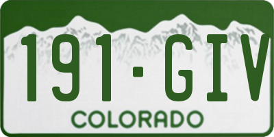 CO license plate 191GIV