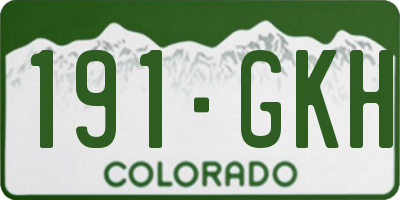CO license plate 191GKH