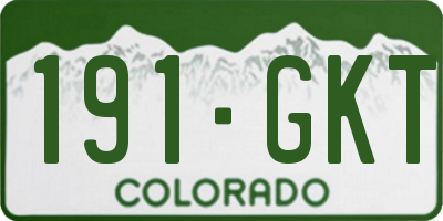 CO license plate 191GKT