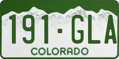 CO license plate 191GLA