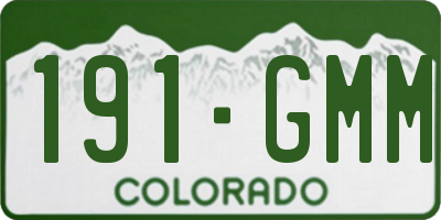 CO license plate 191GMM
