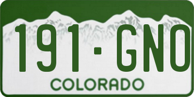 CO license plate 191GNO