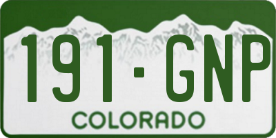 CO license plate 191GNP