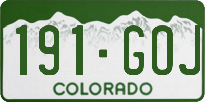 CO license plate 191GOJ