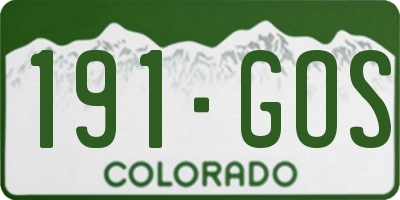CO license plate 191GOS
