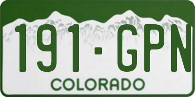 CO license plate 191GPN
