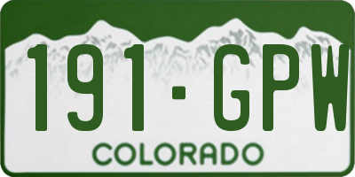 CO license plate 191GPW