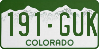 CO license plate 191GUK