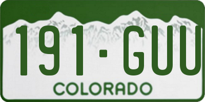 CO license plate 191GUU