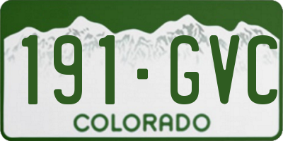 CO license plate 191GVC