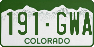 CO license plate 191GWA