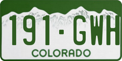 CO license plate 191GWH