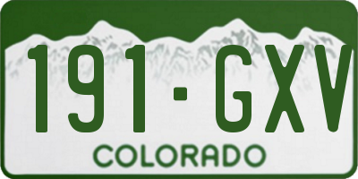 CO license plate 191GXV