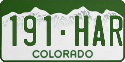 CO license plate 191HAR