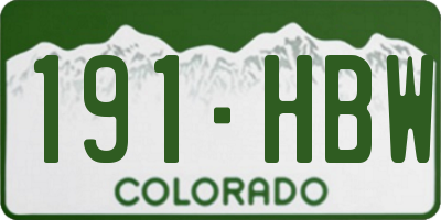 CO license plate 191HBW