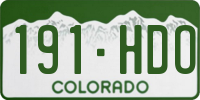 CO license plate 191HDO