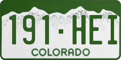 CO license plate 191HEI