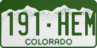CO license plate 191HEM