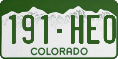 CO license plate 191HEO