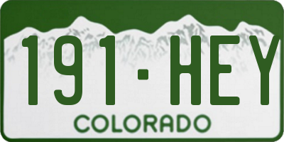CO license plate 191HEY