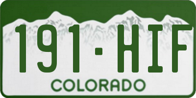 CO license plate 191HIF