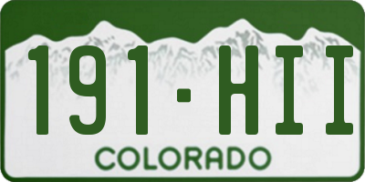 CO license plate 191HII