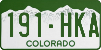 CO license plate 191HKA