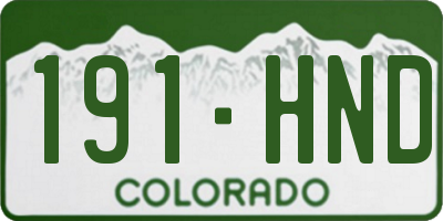CO license plate 191HND