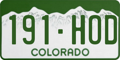 CO license plate 191HOD