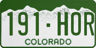 CO license plate 191HOR