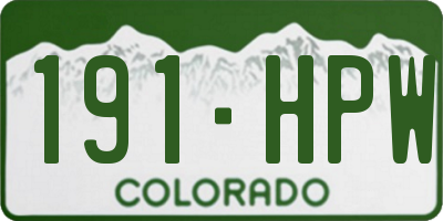 CO license plate 191HPW