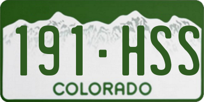 CO license plate 191HSS